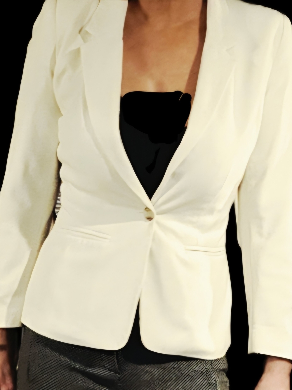 Kensie Cream Single-Button Notch-Lapel Blazer